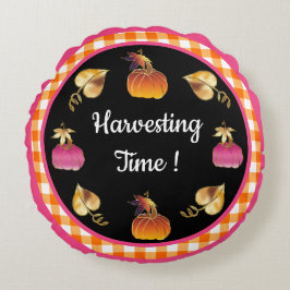 Oogsttijd Whimsical Rond Kussen