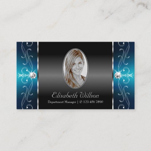 Oogvangst Blauwgroen vierkantsjuwelen toevoegen Fo Visitekaartje (Voorkant)