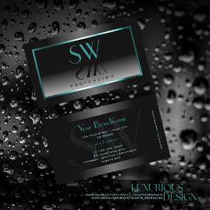 Oogvangst Zwart wit Gradiënt Monogram Blauwgroen Visitekaartje