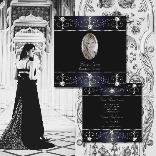 Oogvaring Zwarte Blauwe Ornamenten Foto toevoegen Vierkante Visitekaartje