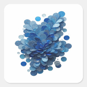 Oogverblindend blauwe BLAUWE WATERBLOEMEN Vinyl st Vierkante Sticker