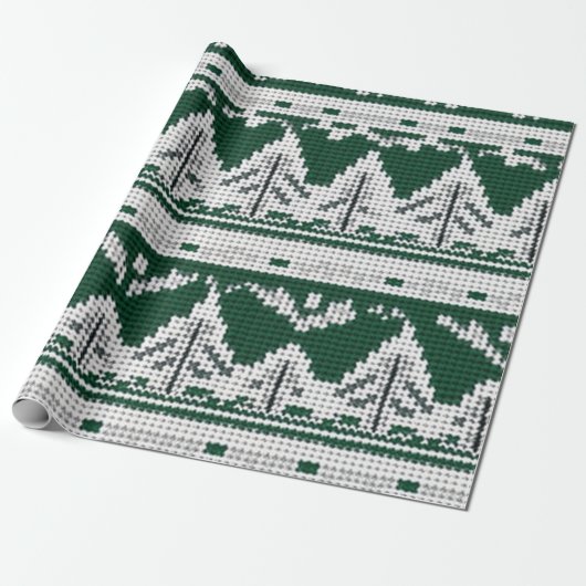 Oogverblindend druk groen en wit cadeaupapier (Uitgerold)