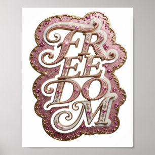 Oogverblindend goud FREEDOM Grafisch ontwerp Poster