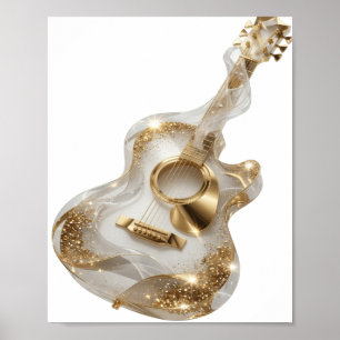 Oogverblindend goud Gouden gitaar Citaatontwerp Poster