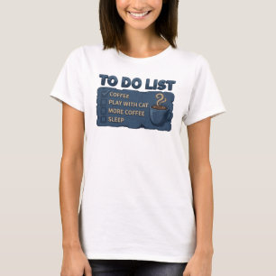 Oogverblindend marine KOFFIE SPELEN MET KAT T-shirt