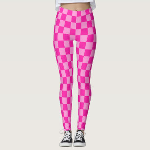 Oogverblindend roze schaakbord leggings