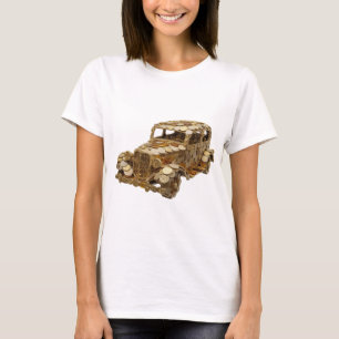 Oogverblindend zilveren GOLDEN CAR-ontwerp T-shirt