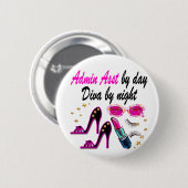 OOGVERBLINDENDE ADMIN ASST DIVA RONDE BUTTON 5,7 CM (Voorkant /achterkant)