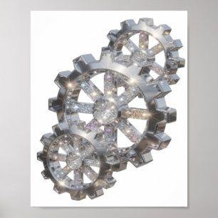 Oogverblindende zilveren ABSTRACTE KUNST Modeprint Poster