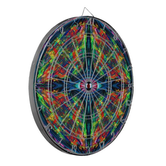 Oogverdraaiing en trippy schilderen dartbord (Voorkant Links)
