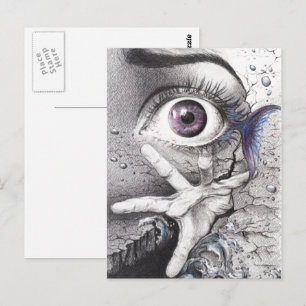 Oogvis en hand Dream Surreal-tekenkunst Briefkaart