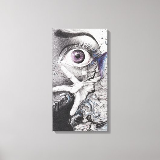 Oogvis en hand Dream Surreal-tekenkunst Canvas Afdruk (Voorkant)
