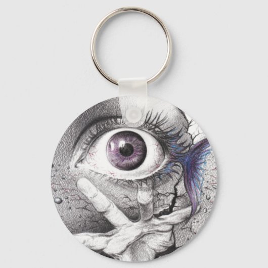 Oogvis en hand Dream Surreal-tekenkunst Sleutelhanger (Voorkant)