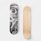 Oogvis en hand-kool Surreëlische tekenkunst Skateboard (Voorkant)