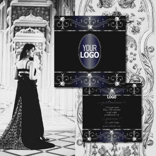 Oogvisserij Zwarte Blauwe  Ornamenten met Logo Vierkante Visitekaartje