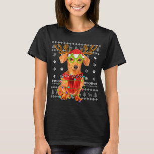 Oogzalig kerstfeest met kerstverlichting Dachshund T-shirt