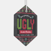 Oogzalig kerstfeest Nordic Knit Fun Chalkboard Glas Ornament (Voorkant Rechts)