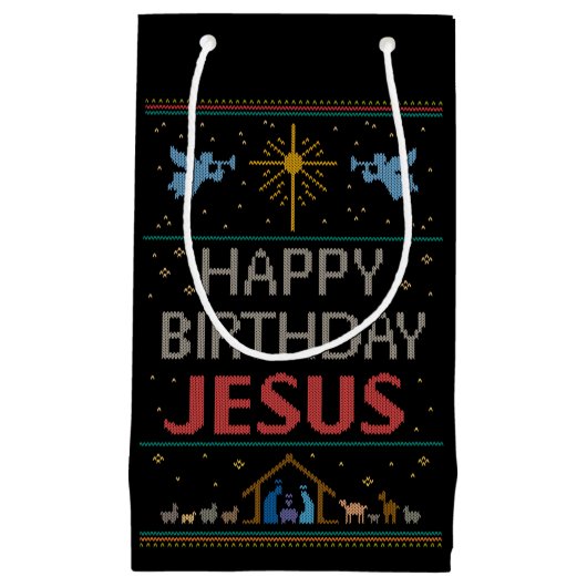 Oogzalig Sweater Design Happy Birthday Jesus Relig Klein Cadeauzakje (Voorkant)