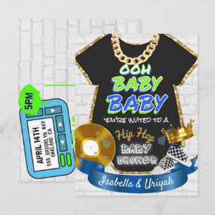 Ooh Baby Baby   Hip Hop Blue en Green Retro Briefkaart