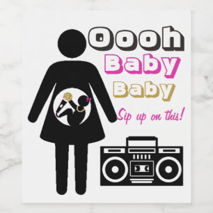 Ooh Baby Baby Mama & Baby Meisje  Roze Hip Hop Wijn Etiket