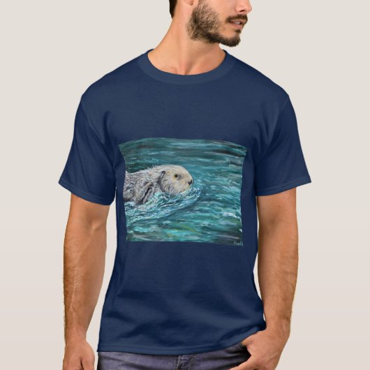 Ooh Goody Lunchtime Sea Otter Peinture T-shirt (Devant)