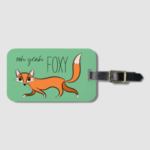 Ooh Ja Foxy Cute Fox Slogan Bagagelabel