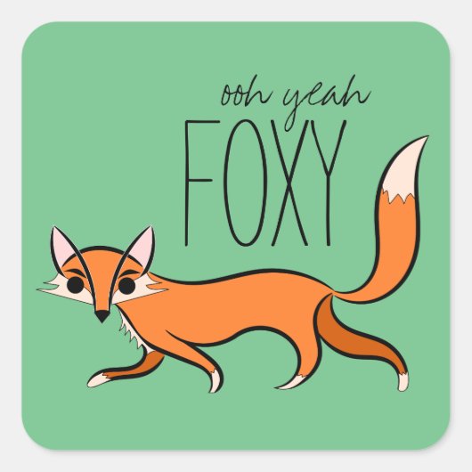 Ooh Ja Foxy Fun Fox Vierkante Sticker (Voorkant)