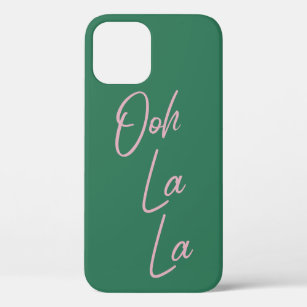 Ooh La Funny French Quote Pink en Green iPhone 12 Hoesje