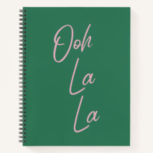 Ooh La Funny French Quote Pink en Green Notitieboek