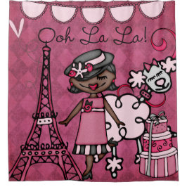 Ooh La La African Diva Eiffel Tower Douchegordijn