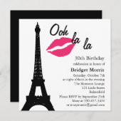 Ooh la la ! Invitation d'anniversaire (blanc) (Devant / Derrière)