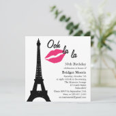 Ooh la la ! Invitation d'anniversaire (blanc) (Debout devant)