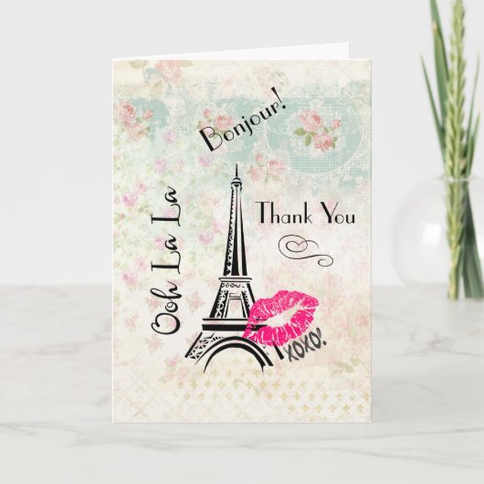 Ooh La La Paris Eiffel Tower Dank u Bedankkaart (Voorkant)