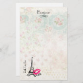 Ooh La La Paris Eiffel Tower on Pattern Briefpapier (Voorkant / Achterkant)