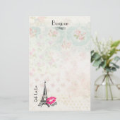 Ooh La La Paris Eiffel Tower on Pattern Briefpapier (Staand voorkant)