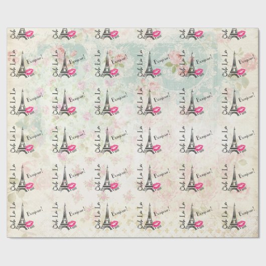 Ooh La La Paris Eiffel Tower on  Pattern Cadeaupapier (Vlak)