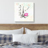 Ooh La La Paris Eiffel Tower on  Pattern Canvas Afdruk (Insitu (Slaapkamer))