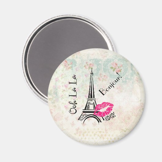 Ooh La La Paris Eiffel Tower on  Pattern Magneet (Voorkant / Achterkant)