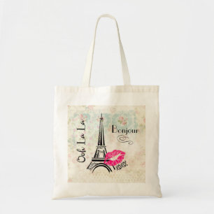 Ooh La La Paris Eiffel Tower on Pattern Tote Bag