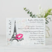 Ooh La La Paris Eiffel Tower Wedding Invite Kaart (Staand voorkant)