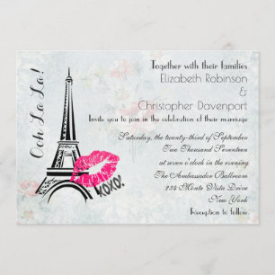 Ooh La La Paris Eiffel Tower Wedding Invite Kaart
