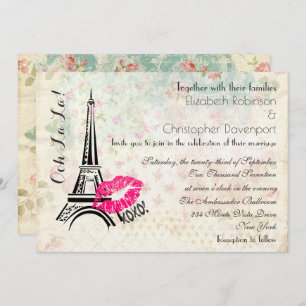 Ooh La La Paris Eiffel Tower Wedding Invite Kaart