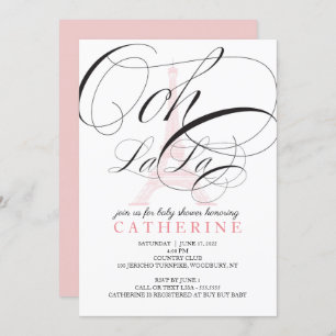 Ooh La La Paris France Baby shower Invitation