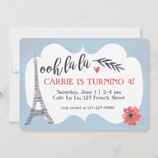 Ooh la la Paris Invitation d'anniversaire (Devant)