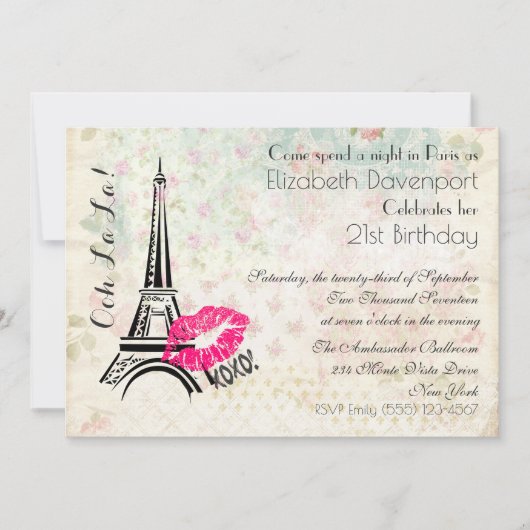 Ooh La La Parisian Night Anniversaire Invitation d (Devant)
