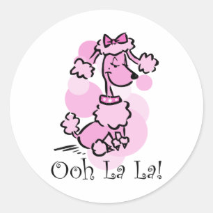 Ooh La La Poodle Ronde Sticker