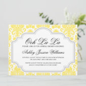 Ooh La La Yellow Damask Invitations de douche nupt (Debout devant)
