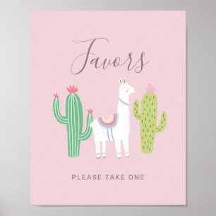 Ooh La Llama Baby shower Cute Favors Sign Pink Poster