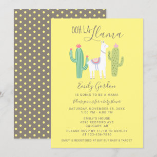 Ooh La Llama Baby shower schatgeel bruin Kaart