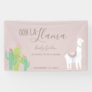 Ooh La Llama Baby shower Succulent light grijs Spandoek